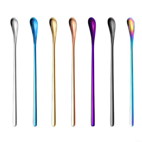 7er Set Löffel aus Edelstahl mit langem Griff für Cocktails und Getränkezubereitung (A) von MuchLuckystar