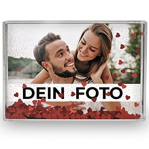 3D Bilderrahmen Acryl mit Schneekugel Foto Effekt - Schneekugeln - 3D Bilder Bilderrahmen Glas - Schneekugel Foto - Personalisierte Geschenke - Fotogeschenke mit eigenem Foto - Foto Geschenk (Herzen) von MuchoWow