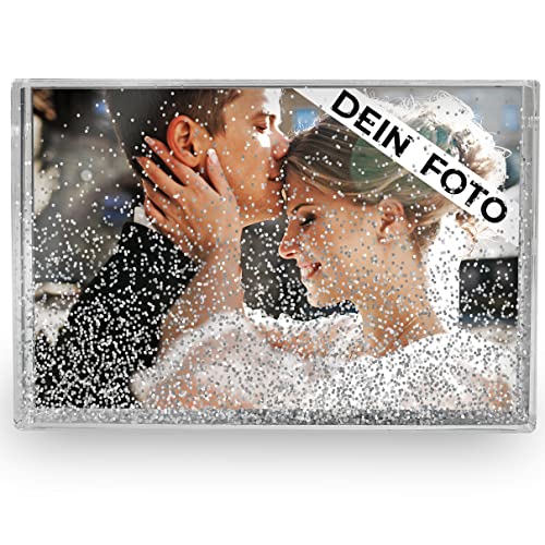 3D Bilderrahmen Acryl mit Schneekugel Foto Effekt - Schneekugeln - 3d Bilder Bilderrahmen Glas - Schneekugel Foto - Personalisierte Geschenke - Fotogeschenke mit eigenem Foto - Foto Geschenk (Glitzer) von MuchoWow