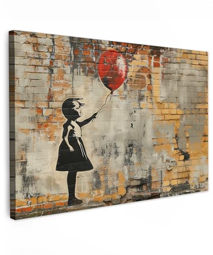 MuchoWow© Bild auf Leinwand 60x40 cm Schlafzimmer Bilder Badezimmer Wand Deko Wohnzimmer Modern Wanddeko Bilderwand Geschenk Graffiti - Banksy - Mädchen - Street art von MuchoWow