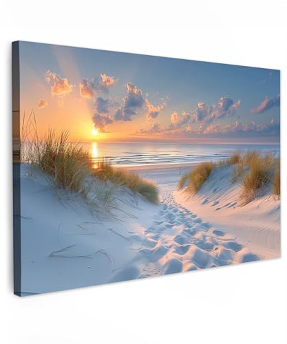 MuchoWow© Bild auf Leinwand 90x60 cm Schlafzimmer Bilder Badezimmer Wand Deko Wohnzimmer Modern Wanddeko Bilderwand Geschenk Sonnenuntergang - Strand - Natur - Meer - Sommer von MuchoWow