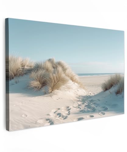 MuchoWow© Bild auf Leinwand Groß 120x80 cm XXL Schlafzimmer Bilder Badezimmer Wand Deko Wohnzimmer Modern Wanddeko Bilderwand Geschenk Dünen - Pflanzen - Sommer - Natur von MuchoWow