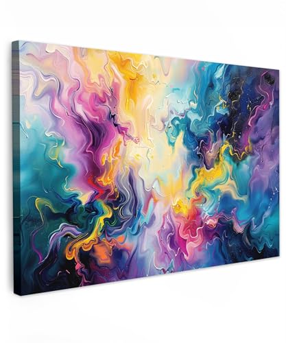 MuchoWow© Bild auf Leinwand Groß 120x80 cm XXL Schlafzimmer Bilder Badezimmer Wand Deko Wohnzimmer Modern Wanddeko Bilderwand Geschenk Farbe - Farbenfroh - Schwarz von MuchoWow