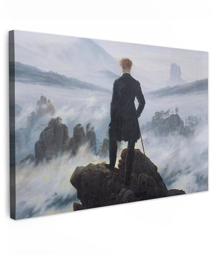 MuchoWow© Bild auf Leinwand Groß 120x80 cm XXL Schlafzimmer Bilder Wand Deko Wohnzimmer Modern Wanddeko Bilderwand Geschenk Alte Meister - Kunstdruck - Friedrich - Der Wanderer über dem Nebelmeer von MuchoWow