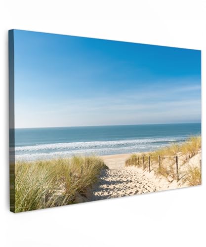 MuchoWow© Bild auf Leinwand Groß 120x80 cm XXL Schlafzimmer Bilder Wand Deko Wohnzimmer Modern Wanddeko Bilderwand Geschenk Strand und Meer - Düne - Sand - Sommer - Maritim von MuchoWow