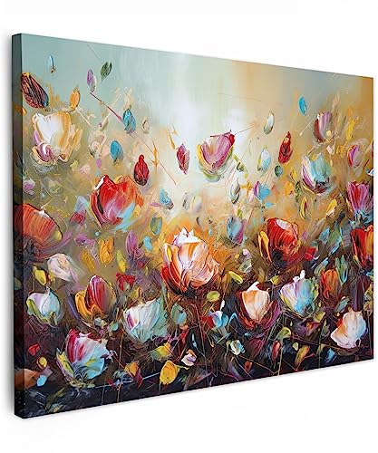 MuchoWow© Leinwände 70x50 cm Wall Decoration Bilder Schlafzimmer Deko Pictures Canvas Painting Wanddekoration Wohnzimmer Wanddeko Blumen - Kunstdruck - Natur - Öl - Gemälde von MuchoWow