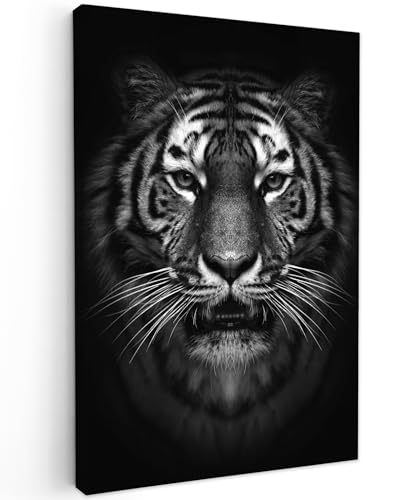 MuchoWow© Bilder 40x60 cm Wohnzimmer Deko Modern Wandbild Foto auf Leinwand Bild Schlafzimmer Room Decor Geschenke Tiger - Tiere - Schwarz und Weiß - Porträt - Wildtiere von MuchoWow