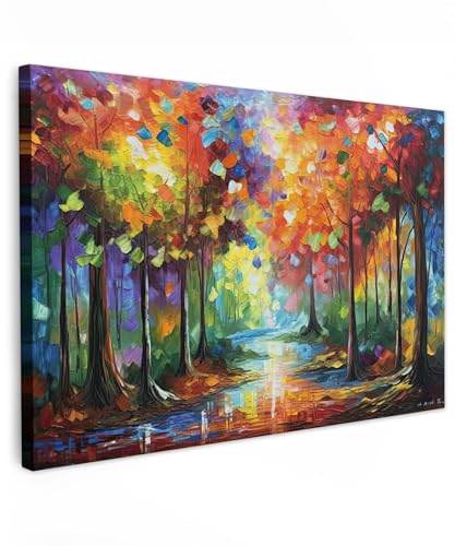 MuchoWow© Bilder 60x40 cm Wohnzimmer Deko Modern Wandbild Foto auf Leinwand Bild Schlafzimmer Room Decor Geschenke Kunstdruck - Bunt - Landschaft - Wald - Farben - Natur von MuchoWow