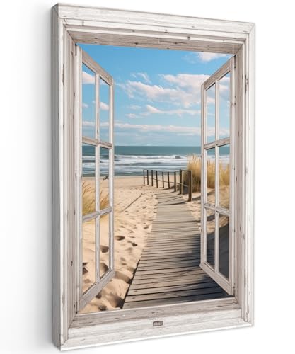 MuchoWow© Bilder 60x90 cm Wohnzimmer Deko Modern Wandbild Foto auf Leinwand Bild Schlafzimmer Room Decor Geschenke Fensterblick - Meer - Küste - Natur - Strand - Wattenmeer von MuchoWow