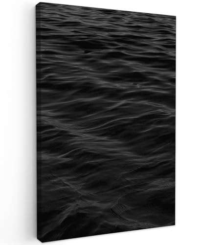 MuchoWow© Bilder 60x90 cm Wohnzimmer Schwarze Deko Modern Wandbild Foto auf Leinwand Bild Schlafzimmer Room Decor Geschenke Wanddeko Schwarz - Wellen - Wasser von MuchoWow