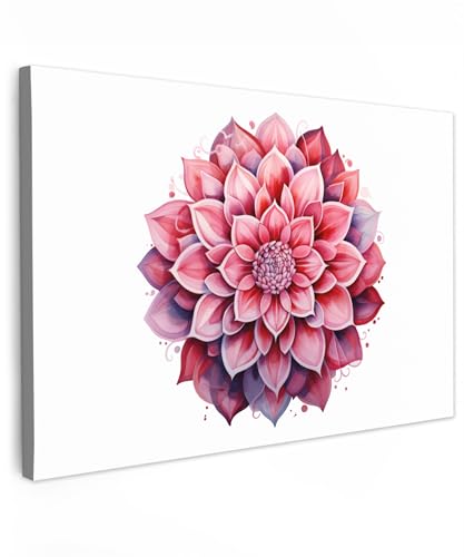 MuchoWow© Bilder Groß 120x80 cm XXL Wohnzimmer Deko Modern Wandbild Foto auf Leinwand Bild Schlafzimmer Room Decor Geschenke Mandala - Rosa - Blumen - Weiß von MuchoWow