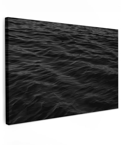 MuchoWow© Bilder Groß 120x80 cm XXL Wohnzimmer Schwarze Deko Modern Wandbild Foto auf Leinwand Bild Schlafzimmer Room Decor Geschenke Wanddeko Schwarz - Wellen - Wasser von MuchoWow