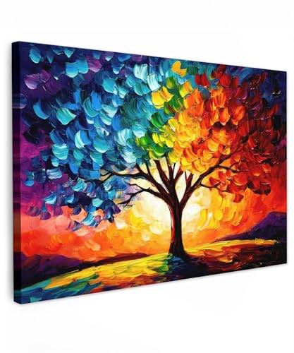 MuchoWow© Bilder Klein 30x20 cm Mini Wohnzimmer Deko Modern Wandbild Kunstdruck auf Leinwand Bild Schlafzimmer über Bett Room Decor Geschenke Baum - Kunst - Natur - Sonnenuntergang von MuchoWow