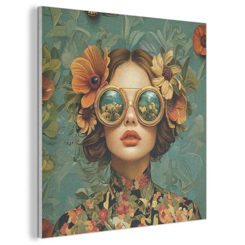 MuchoWow© Bilder aus Filz 40x40 cm Wohnzimmer Deko Modern Wandbild Kunstdruck Bild Schlafzimmer über Bett Room Decor Geschenke Frau - Blumen - Schmetterlinge - Natur - Vintage von MuchoWow