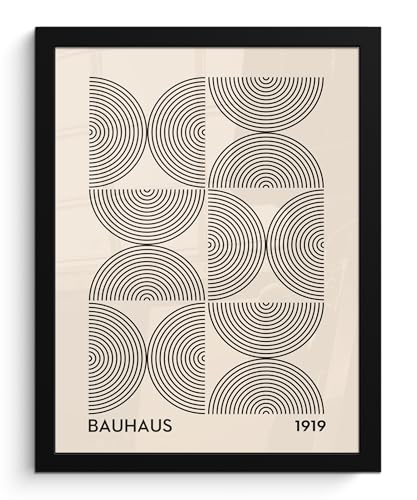MuchoWow© Bilder mit Rahmen 30x40 cm Poster Wanddekoration Wohnzimmer Deko Modern Geschenke Bilderrahmen Bauhaus - Vintage - Modern - Schwarz - Kunst von MuchoWow