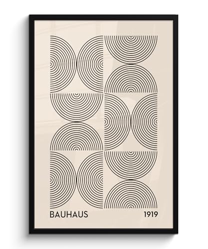 MuchoWow© Bilder mit Rahmen 60x90 cm Poster Wanddekoration Wohnzimmer Deko Modern Geschenke Bilderrahmen Bauhaus - Vintage - Modern - Schwarz - Kunst von MuchoWow