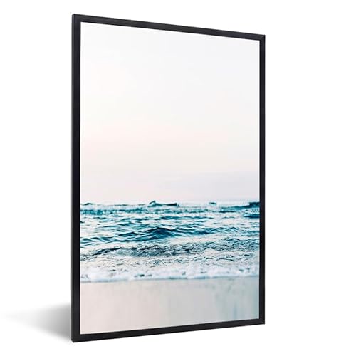 MuchoWow© Bilder mit Rahmen Dekoration Wandbilder Wohnzimmer Wand Deko Zimmer Geschenk Bilderrahmen Meer - Wasser - Natur - Wellen - Strand - 40x60 cm von MuchoWow