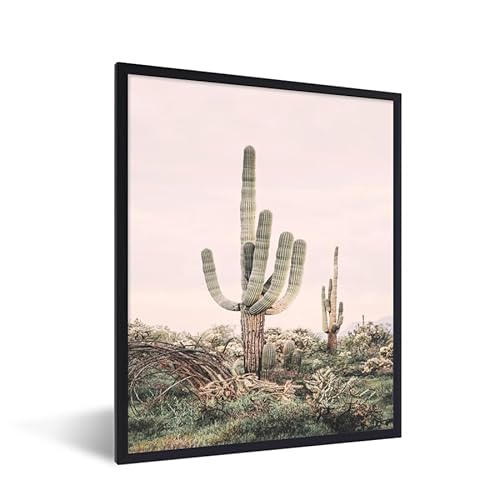 MuchoWow© Bilder mit Rahmen Poster Wanddekoration Wohnzimmer Deko Modern Geschenke Bilderrahmen Kaktus - Grün - Natur - Pflanzen - 30x40 cm von MuchoWow