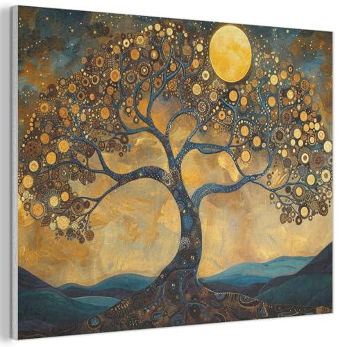 MuchoWow© Filzbild 100x70 cm Deko Schlafzimmer Aesthetic Filzbilder Wohnzimmer Wandgemälde Foto Geschenk Living Room Decoration Baum - Industriell - Abstrakt - Gelb von MuchoWow