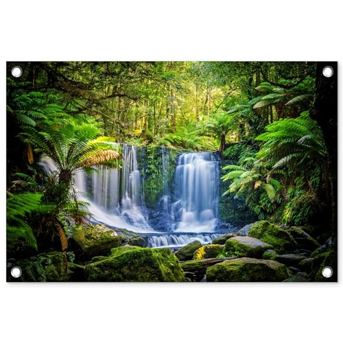 MuchoWow© Gartenposter 60x40 cm Outdoor Bilder Gartendeko für draußen Wetterfest Garten Deko Banner Draußen Gartendekoration Bild Dschungel - Wasserfall - Australien - Pflanzen - Natur von MuchoWow