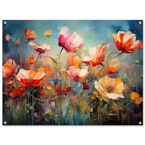 MuchoWow© Gartenposter Groß 120x90 cm XXL Outdoor Bilder Gartendeko für draußen Wetterfest Garten Sichtschutz Zaun Deko Banner Draußen Bild Blumen - Aquarell - Kunst - Botanisch - Natur von MuchoWow