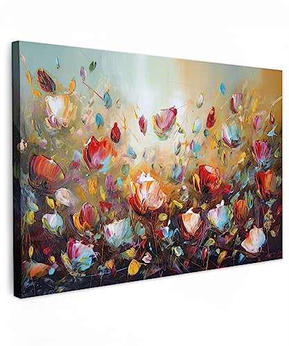 MuchoWow© Leinwände 60x40 cm Wall Decoration Bilder Schlafzimmer Deko Pictures Canvas Painting Wanddekoration Wohnzimmer Wanddeko Blumen - Kunstdruck - Natur - Öl - Gemälde von MuchoWow