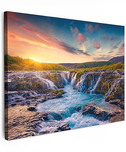 MuchoWow© Leinwände 70x50 cm Wall Decoration Bilder Schlafzimmer Deko Pictures Canvas Painting Wanddekoration Wohnzimmer Bild Natur - Wasserfall - Pflanzen - Moos - Landschaft - Felsen von MuchoWow