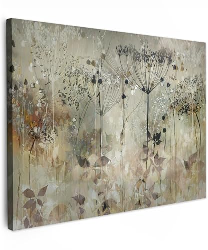 MuchoWow© Leinwände 70x50 cm Wall Decoration Bilder Schlafzimmer Deko Pictures Canvas Painting Wanddekoration Wohnzimmer Blumen - Grau - Natur - Kunst von MuchoWow