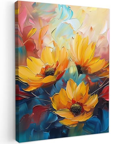 MuchoWow© Leinwand 30x40 cm Deko Schlafzimmer Aesthetic Leinwandbilder Wohnzimmer Gemälde Foto Geschenk Living Room Decoration Blumen - Dahlie - Kunst - Orange - Aquarell von MuchoWow