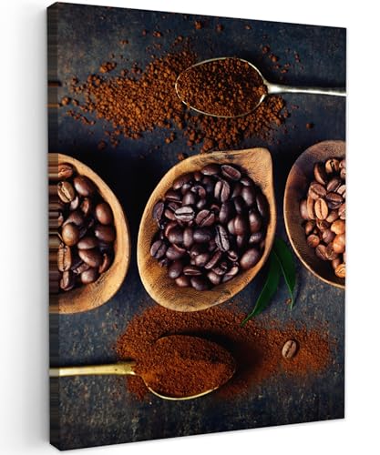 MuchoWow© Leinwand 50x70 cm Deko Schlafzimmer Aesthetic Leinwandbilder Wohnzimmer Gemälde Foto Geschenk Living Room Decoration Kaffee - Kaffeebohnen - Braun - Küche von MuchoWow