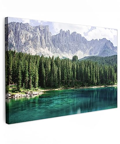 MuchoWow© Leinwand 60x40 cm Deko Schlafzimmer Aesthetic Leinwandbilder Wohnzimmer Gemälde Foto Geschenk Living Room Decoration Landschaftsbilder - Bilder Natur - Berg - Bäume - Wasser von MuchoWow