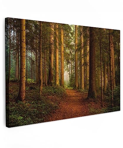 MuchoWow© Leinwand 90x60 cm Deko Schlafzimmer Aesthetic Leinwandbilder Wohnzimmer Gemälde Foto Geschenk Living Room Decoration Wald - Bilder Natur - Bäume - Landschaft - Blätter von MuchoWow