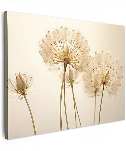 MuchoWow© Leinwand Bilder 40x30 cm Moderne Wanddeko Wohnzimmer Aesthetic Room Decor Deko Zimmer Wandbilder Modern Fotogeschenke Sonnenlicht - Löwenzahn - Blume - Weiß von MuchoWow