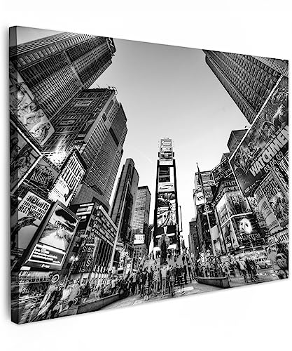 MuchoWow© Leinwand Bilder 40x30 cm Wanddeko Wohnzimmer Aesthetic Room Decor Deko Zimmer Wandbilder Modern Fotogeschenke Schwarzweiss - Weiss - Times Square New York - Bild Schwarz Weiß von MuchoWow