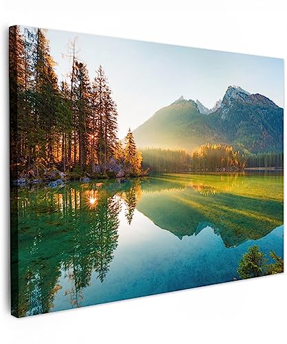 MuchoWow© Leinwand Bilder 40x30 cm Wanddeko Wohnzimmer Aesthetic Room Decor Deko Zimmer Wandbilder Modern Fotogeschenke See - Wald - Berge - Bild Natur - Sonne - Landschaftsbilder von MuchoWow