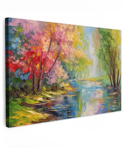 MuchoWow© Leinwand Bilder 90x60 cm Wanddeko Wohnzimmer Aesthetic Room Decor Deko Zimmer Wandbilder Modern Fotogeschenke Kunstdruck - Öl - Landschaft - Natur - Bunt von MuchoWow