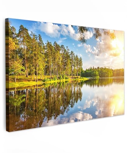 MuchoWow© Leinwand Bilder Groß 120x80 cm XXL Wanddeko Wohnzimmer Aesthetic Room Decor Deko Zimmer Wandbilder Modern Fotogeschenke Landschaftsbilder - Wasser - Bäume - Bild Natur von MuchoWow