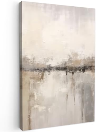 MuchoWow© Leinwand Bilder Groß 80x120 cm XXL Wanddeko Wohnzimmer Aesthetic Room Decor Deko Zimmer Wandbilder Modern Bild auf Leinwand Moderne Kunst - Abstrakt - Beige von MuchoWow