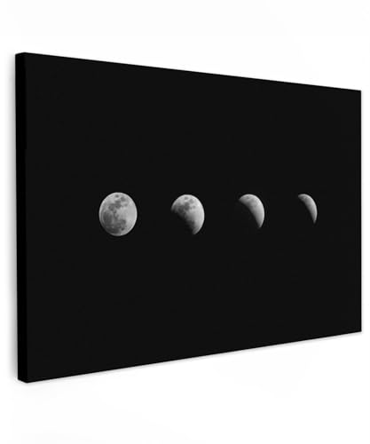 MuchoWow© Leinwand Schwarz Groß 120x80 cm XXL Deko Schlafzimmer Aesthetic Leinwandbilder Wohnzimmer Gemälde Foto Geschenk Living Room Decoration Wanddeko Schwarz - Mond - Weltraum von MuchoWow