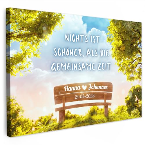 MuchoWow© Leinwand mit eigenem Bild 60x40 cm Wohnzimmer personalisiert Wanddeko Schlafzimmer Leinwandbilder Fotowand Zimmer Deko auf Wand Dekoration Wall Art Bank von MuchoWow