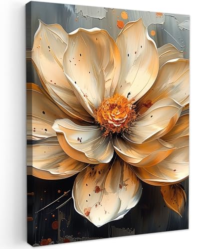 MuchoWow© Leinwandbild 30x40 cm Dekoration Wohnzimmer Bilder Pictures Wall Decoration Living Room Wohnungs Deko Moderne Bild Blumen - Gold - Kunst - Schwarz - Modern von MuchoWow