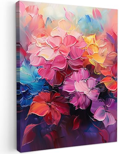 MuchoWow© Leinwandbild 30x40 cm Dekoration Wohnzimmer Bilder Pictures Wall Decoration Living Room Wohnungs Deko Moderne Bild Blumen - Rosa - Aquarell - Kunst von MuchoWow