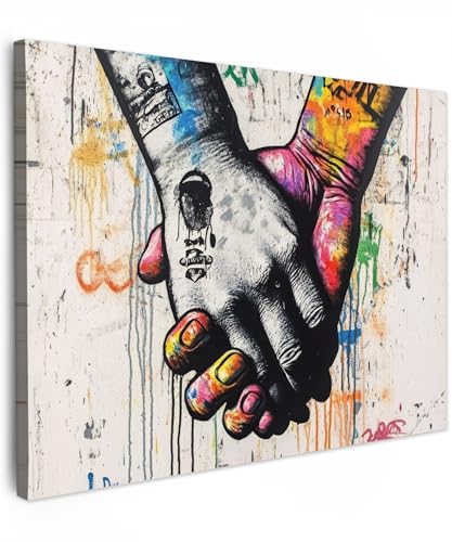 MuchoWow© Leinwandbild 40x30 cm Dekoration Wohnzimmer Bilder Pictures Wall Decoration Living Room Wohnungs Deko Moderne Bild Graffiti - Hände - Vintage - Straßenkunst von MuchoWow