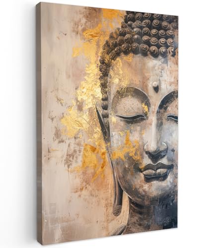 MuchoWow© Leinwandbild 60x90 cm Dekoration Wohnzimmer Bilder Pictures Wall Decoration Living Room Wohnungs Deko Moderne Bild Buddha - Zen - Gold - Luxus - Spirituell von MuchoWow