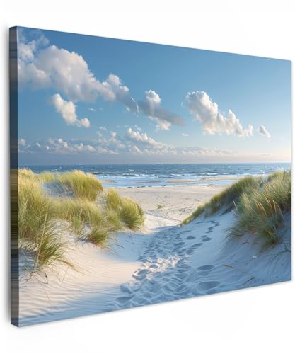 MuchoWow© Leinwandbild 70x50 cm Dekoration Wohnzimmer Bilder Aufhängen Wall Decoration Living Room Wohnungs Deko Moderne Dünen - Sommer - Sonne - Landschaft - Meer von MuchoWow