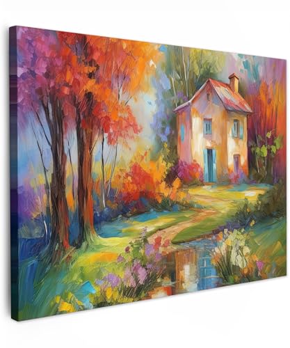 MuchoWow© Leinwandbild 70x50 cm Dekoration Wohnzimmer Bilder Aufhängen Wall Decoration Living Room Wohnungs Deko Moderne Kunstdruck - Landschaft - Bunt - Öl - Kunst von MuchoWow