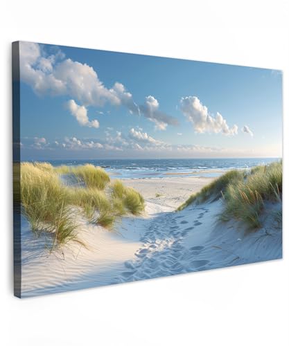 MuchoWow© Leinwandbild 90x60 cm Dekoration Wohnzimmer Bilder Aufhängen Wall Decoration Living Room Wohnungs Deko Moderne Dünen - Sommer - Sonne - Landschaft - Meer von MuchoWow