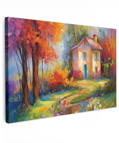 MuchoWow© Leinwandbild 90x60 cm Dekoration Wohnzimmer Bilder Aufhängen Wall Decoration Living Room Wohnungs Deko Moderne Kunstdruck - Landschaft - Bunt - Öl - Kunst von MuchoWow