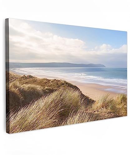 MuchoWow© Leinwandbild Groß 120x80 cm XXL Dekoration Wohnzimmer Bilder Aufhängen Wall Decoration Living Room Wohnungs Deko Moderne Landschaftsbilder - Bild Natur - Düne - Strand - Wasser von MuchoWow