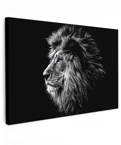 MuchoWow© Leinwandbild Groß 120x80 cm XXL Dekoration Wohnzimmer Bilder Aufhängen Wall Decoration Living Room Wohnungs Deko Moderne Schwarz und Weiß - Löwe - Kopf - Tiere von MuchoWow